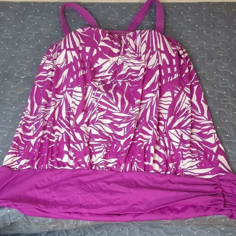 Swimsuit for All Purple & White Printed Tankini Top size 18